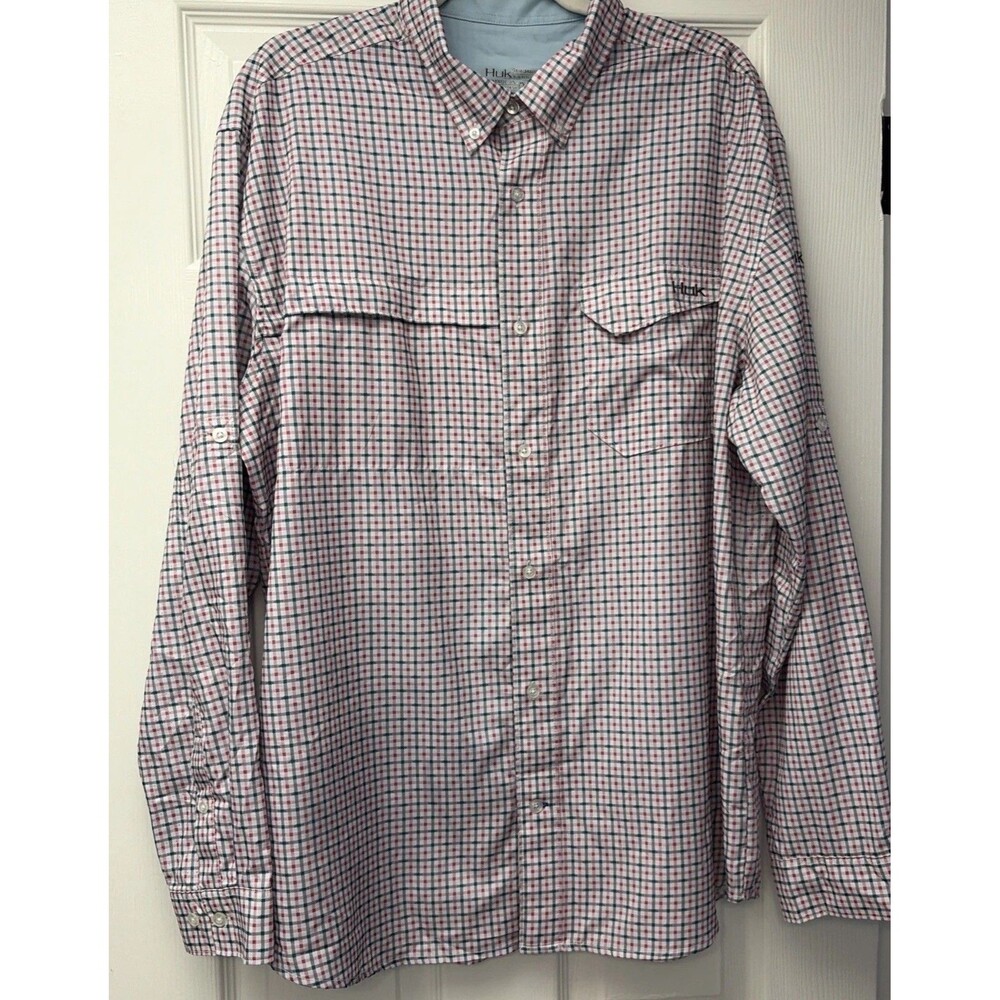 Huk Long-sleeve Shirt Mens Gingham Button Down Fishing Performance Tidepoint XL